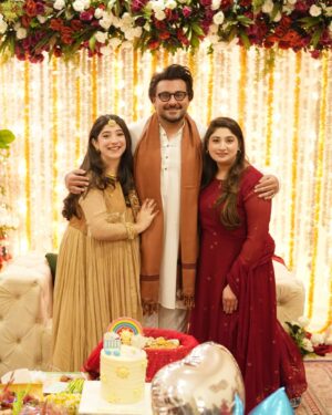 Mariyam Nafees Instagram - • Godh Bharai 🧡

That’s all a Nano celebrating her grandchild 🥹

This beautiful intimate evening wouldn’t have been possible without my dream team. These people have been part of our lives from our Dua-e-Khair and some from even before 🫶🏻

Thank you for making the most gorgeous jora in literally two days @zartashcouture 
@mahi_khan_burki 🥹 LOVE YOU!

@mahasphotographyofficial we can’t imagine our special days not being captured by you. Right emotions and feels every-single-time. You know we love you! 

@arjinnovation our go-to duo in Islamabad. From our shaadi to godh-bharai - we just tell them the occasion and they look after everything. You guys are amazing! 🫶🏻

@faizas.salon for my hair and makeup - always! Just the way I want it 😘 

@hajiyahyaghulamghausjewellers there’s a reason you’re our khandaani jewellers ☺️ epic pieces for epic events!

Amaan’s attire by the amazing @amiradnanofficial 

| #AmYam | Godh Bharai | Coming Soon | MashAllah | Alhamdulilah |