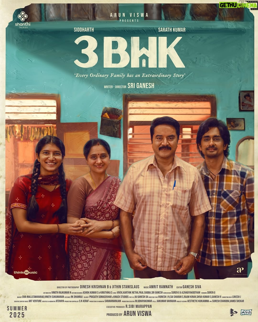 Meetha Raghunath - 85.8K Likes - Presenting you the first look of #3BHK!
நம்ம எல்லாரோட கதையா இது இருக்கும்னு நம்புறோம் ❤️😇
ఇది మన అందరి కథలాగా ఉంటుందని ఆశిస్తున్నాం ❤️😇
“Every ordinary family has an Extraordinary story”
@worldofsiddharth @r_sarath_kumar @sristoryteller @the.meethling @chaithra.j.achar @iamarunviswa @dineshkrishnandp @jithin_stanislaus @amritramnath @thecutsmaker @meevin_vinoth_raj_kumar @jjjashok & @kiruthikhasekar @valentino_suren
@koothan @sibimarappan @sureshchandraaoffl @thinkmusicofficial @apinternationalfilms @lokesh_jey @thesightmedia @aesthetic_kunjamma