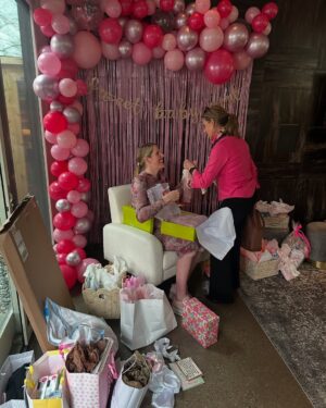 Missy Franklin Instagram - We ARE ready for you baby girl🩷 

The most special morning being sprinkled with endless love from the most thoughtful community out there. I am so thankful to @kthoff7 and @colleenta2 for offering to throw me such a gorgeous sprinkle, and so thankful to everyone who spent their morning loving on me and our second little girl. 

There are so many thoughts and emotions these final weeks but overwhelming all of them is GRATITUDE. Because of my people and this family that we are growing and bring her into. 

And of course, one of my own highlights was having my three week old nephew there, so major shout out to my SIL @carocbergy who is absolutely crushing this first time mom thing and thriving enough to bring herself and a baby to a party at three weeks postpartum😅🙏🏼