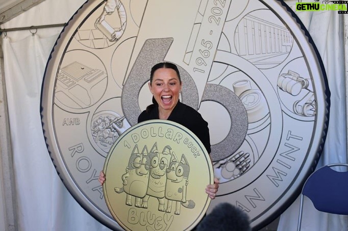 Myf Warhurst - 5K Likes - You know youāve made it when youāre on a coin, hey @royalaustmint. Admittedly itās a mock up (not the real deal) and itās me in dog form as Aunt Trixie @officialblueytv but I reckon itās as close as Iāll ever get so Iāll take it! Thank you to the beautiful folk at @royalaustmint for including me in their very special 60th anniversary celebrations today in Canberra š