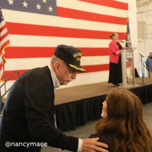 Nancy Mace Instagram - 80 years ago today on March 19, 1945, the USS Franklin was hit by two bombs killing hundreds of American soldiers. 

Thank you to the USS Yorktown for hosting the USS Franklin Veterans Association to remember those who served this morning. 🇺🇸

We don't thank our veterans enough.