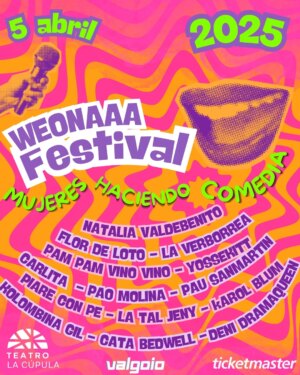 Natalia Valdebenito Instagram - 🎊💜🫢 SORPRESA 🫢💜🎊
Nos acompañó en el primer Weonaaa Festival del 2023 como moderadora de nuestro conversatorio, pero hoy se suma al cartel de comediantes del @weonaaa.fest abril  2025 nuestra querida @valdebenitonata 
Con una tremenda trayectoria nos acompañará con su trabajo y sus reflexiones que siempre dan tanto que hablar. 
Con tanta creación a su haber nos deja claro la importancia de la comedia en la sociedad, llevándola a todo chile y el 🌎 💥🎤✊ Gracias por tu trabajo Nata! 😊 🎭

🎫 YA ESTÁN A LA VENTA LAS ENTRADAS POR @ticketmastercl mastercl o en el link de nuestra BIO ✨
Corran porque enserio se van rápido

Nos vemos el 5 de abril en @teatrolacupula para reír junto a las mujeres que hacen comedia 🫰🎤💜

#WeonaaaFestival2025 
#MujeresHaciendoComedia 
#standupcomedy 
#TeatroLaCupula 
#Ticketmaster 
#5Abril
