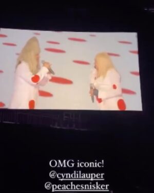 Peaches Instagram - I was 16 when She’s So Unusual came out. @cyndilauper’s presence - a new powerful authentic force and I’d never heard a voice like that! Thank you for having me join you on “Girls Just Wanna Have Fun” in Berlin! Love you, Cyndi! ❤️