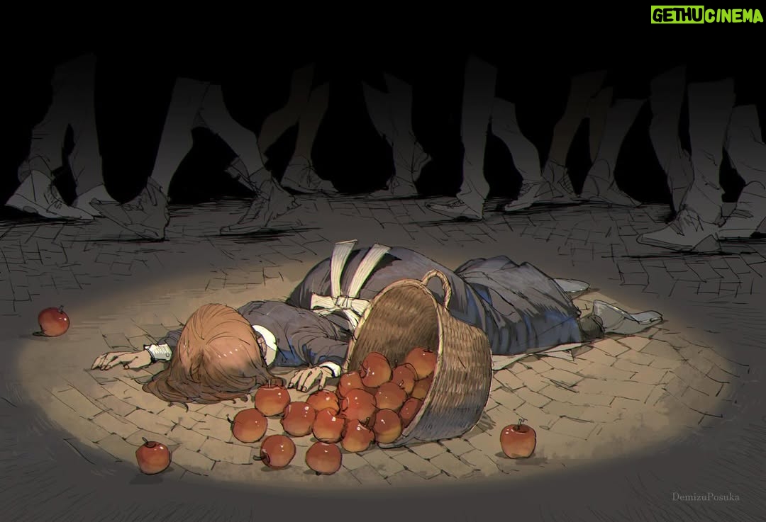 Posuka Demizu - 15.7K Likes - dizziness
——
This is an illustration I drew around August last year.🍎