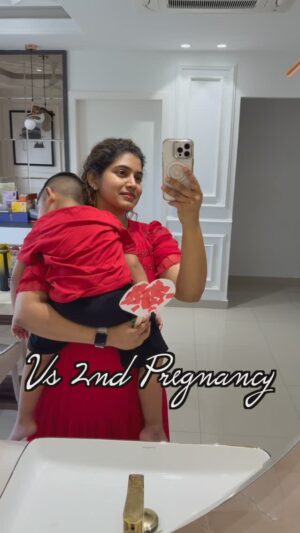 Sameera Sherief Instagram - First pregnancy: Mirror videos every day, happy dancing, and fully soaking in the beauty of it all. ✨💃🏻 No extra thoughts, just pure joy!

Second pregnancy: Mirror videos? Only when Arhaan is asleep on me! 😅 And it’s never just me and baby #2 in my belly—there’s always Arhaan in my arms, plus his water bottle, school bag, shoes, or something else in my hands!

Not complaining, though—this phase is just as special, having both my babies so close to me and cherishing every moment. ❤️

Mamas, how was your second pregnancy different from your first? Let’s share our journeys! 🤰💕 #SecondPregnancy #MomLife #PregnancyJourney”