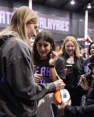 Sue Bird Instagram - Incredible live conversation with @aja22wilson, @tiphayes3 and @katemartin at the @valkyries Performance Center. Episode dropping this week 🥰

Thank you @togethxr @voxmedia @valkyries for bringing this to life! Presented by @chase 💜