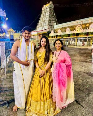 Swathi Deekshith Instagram - This birthday 🎂 was truly different. Glad He chose me to be here. 🙏✨ Starting my special day with the blessings of Lord Venkateswara at Tirupati felt truly divine. 🛕❤️ No parties, no grand celebrations—just me, my family, and God’s presence. And honestly, that’s all I needed.

What I realized is that nothing matters more than His peace and blessings. 🌸✨ Standing before Him during the suprabhatha Darshanam, looking into His eyes, I felt something beyond words—pure gratitude and calmness. 🕊️💖

This simple yet meaningful time spent with my family in devotion was truly special. Feeling blessed, grateful, and at peace. 🙏❤️

Om Namo Venkatesaya. 🙏🙏🙏
Om Namo Narayana. 🙏🙏🙏
#BlessedBirthday #Tirupati 🛕 #FamilyAndFaith 👨‍👩‍👦‍👦 #DivineGrace ✨ #GodsBlessings 🌸 #OmNamoVenkatesaya #OmNamoNarayana