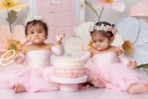 Swati Verma Instagram - 𝗢𝗠𝗚, 𝗬𝗢𝗨’𝗥𝗘 𝗔𝗟𝗥𝗘𝗔𝗗𝗬 𝟭! 🎂🎉⁣
⁣
Happiest Birthday to my twin angels, Valentina and Vanessa 👯 ⁣
⁣
A year ago, you came into our lives and brought double the love, double the joy, and endless smiles. Watching you grow has been the wildest, most amazing ride. 😻🙌🏻⁣
⁣
So grateful for every giggle, every cuddle, and every precious moment. Here’s to many more birthdays, full of love, laughter, and incredible adventures. ⁣
⁣
Thank you for making our world brighter and more beautiful. I’m so lucky to have you both.⁣
⁣
Happy Birthday, my precious girls! 💖💖⁣

🎂 @nicookie.dubai 
📸 @youbabystudio
