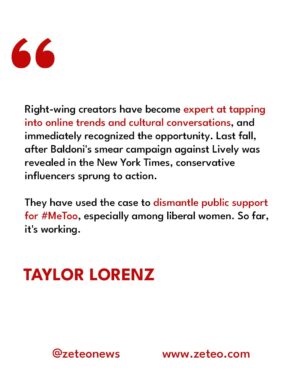 Taylor Lorenz Instagram - “As the right amasses more power and online attention, the left-wing creator ecosystem’s complete detachment from cultural moments reveals liberals’ total incapacity to engage and mobilize people around influential narratives.” 

@taylorlorenz writes on the rise in conservative creators threatening the support around the #MeToo movement following Blake Lively and Justin Baldoni’s sexual harassment case. 

Tap the link in bio to read the full story on zeteo.com.