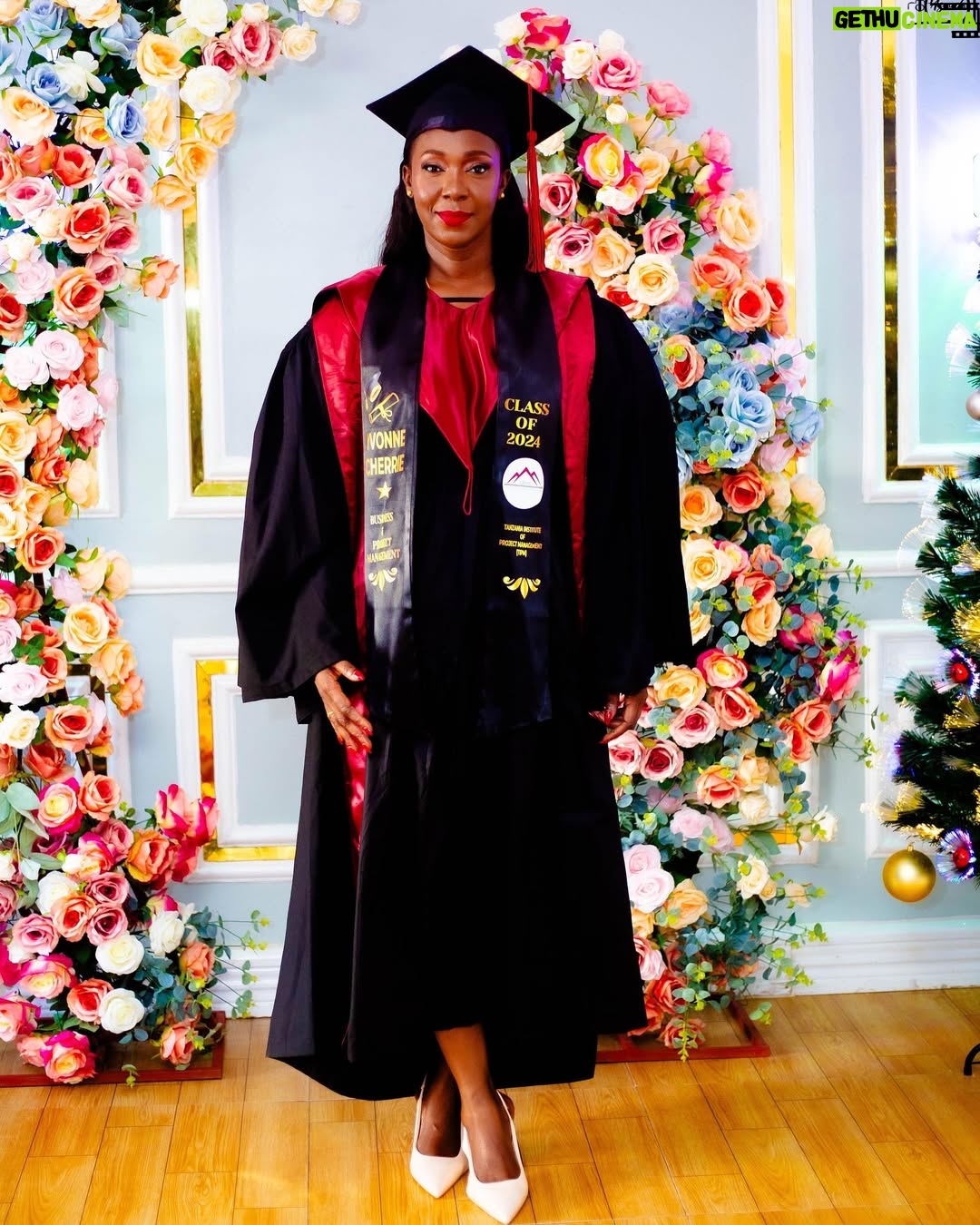 Yvonne Cherrie - 56.8K Likes - Walisema nimeshazeeka kwanini nirudi shule? Kufanya nini? Na wengine walinicheka sana kuniona naingia darasani na hawakuamini kwenye dhana ya kuanza upya. But today, I proudly graduate in Business and Project Management as the eldest in my class na NIMEBUTUA hasa ( BEST PERFORMING GRADUANT). Huu ni ushuhuda wa uvumillivu, ujasiri na uthubutu. This MILESTONE proves it’s never too late to achieve your dreams, na unajua nini? This is only the beginning. Tunaendelea hakuna kurudi nyuma. Stay tuned, greater things are on the way!
#bikizeekarudishule
#GraduationDay #BusinessAndProjectManagement #FirstClassGPA #NeverTooLate #BreakingBarriers #NewBeginnings”