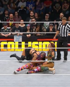 Adrienne Reese Instagram - TBS Champion @MercedesMone   @danni_ellexo vs ROH Women’s Champion @AthenaPalmer_FG   @TheJuliaHart in tag-team action before #AEWDynasty! | 4/5/2025, AEW Collision

Watch #AEWCollision on-demand on @SportsOnMax