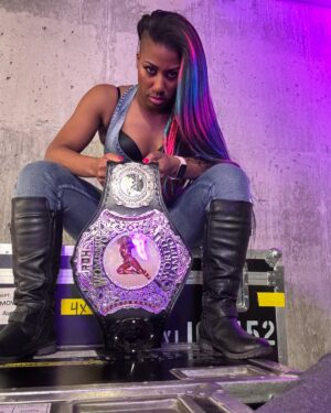 Adrienne Reese Instagram - On top of the world & looking down at my competition!

#ForeverROHChamp 
#FallenGoddess #MinionOverlord #AmericanJoshi #TheInspiration #WatchROH #BestintheBiz #AthenaEliteWrestling #OwenCupWinner