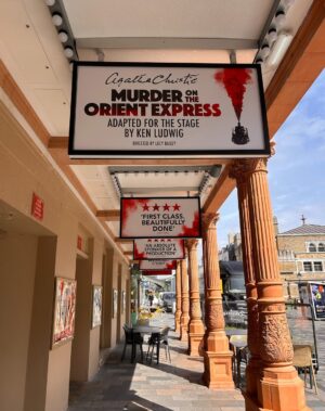Agatha Christie Instagram - 🚂 The Murder on the Orient Express has pulled into its penultimate station. Take a look at how @theatreroyalbtn celebrate its arrival from day into night... Have you got one of the last remaining tickets to board?

#UKTheatre #PoirotOnStage #MurderOnTheOrientExpress