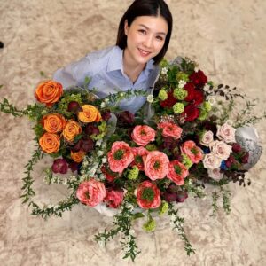 Aimee Chan Instagram - Simple birthday celebration at home March 31st , glad hubs was able to steal an hour to cut the cake. Felt spoiled by all the flowers, feeling #blessed and #loved .