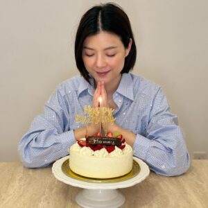 Aimee Chan Instagram - Simple birthday celebration at home March 31st , glad hubs was able to steal an hour to cut the cake. Felt spoiled by all the flowers, feeling #blessed and #loved .