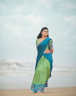 Akshitha Ashok Instagram - Mua @lakshmivelu_makeupartistry 
Outfit @ivalinmabia.halfsarees 
📷 @dhanush__photography