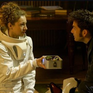 Alex Kingston Instagram - Hello Sweeties…
all this traveling through time and space seems to have made me a day late!
Happy (belated) 20 year anniversary to new who! What a privilege to have been part of something so wonderful and worked with such incredible beings along the way. Here’s to many more adventures!
Spoilers… 💋💄
