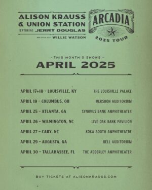 Alison Krauss Instagram - The ARCADIA tour kicks off this month, catch Alison Krauss & Union Station in a city near you

Tickets available at AlisonKrauss.com
