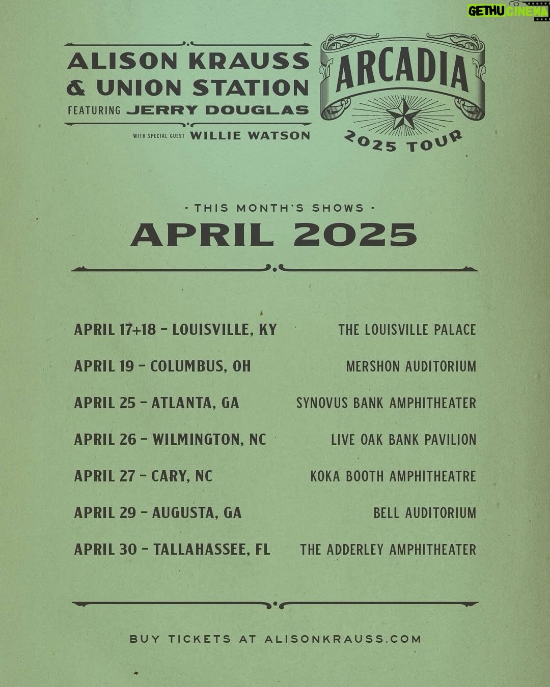 Alison Krauss - 1.1K Likes - The ARCADIA tour kicks off this month, catch Alison Krauss & Union Station in a city near you
Tickets available at AlisonKrauss.com