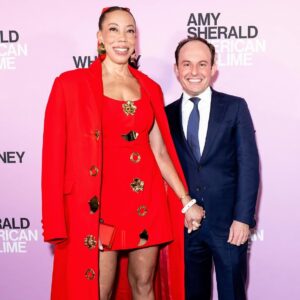 Amy Sherald Instagram - Still taking it all in…AMERICAN SUBLIME @whitneymuseum 🩵

This moment is bigger than me—and I’m honored to share it with all of you. #whitneymuseum #amysherald #americansublime #adventuresofkristinandamy 

Makeup @laramiemakeup  Hair @myssmonique  Red Dress Custom @harbison.studio With Harbison jewelry Second Opening Bracelet and Earrings @dinosaur_designs