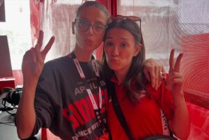 Angela Sarafyan Instagram - Thank you ❤️ @prema_team for this amazing experience! Kill it today!!! 🏎️ 
First time at the @grandprix in my #sinners t-shirt 

#adrenalinerush 
🏎️🏎️🏎️