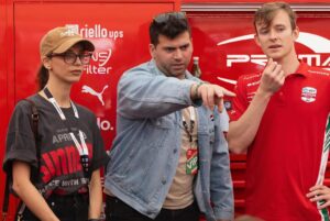 Angela Sarafyan Instagram - Thank you ❤️ @prema_team for this amazing experience! Kill it today!!! 🏎️ 
First time at the @grandprix in my #sinners t-shirt 

#adrenalinerush 
🏎️🏎️🏎️