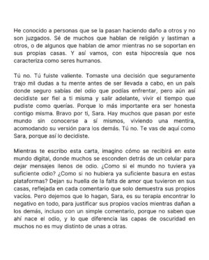 Angeline Moncayo Instagram - Ｕｎａ ｃａｒｔａ ｐａｒａ ｔｉ， 
ｓａｒａ ♾️
🌷Desde hace mucho tiempo expreso mis sentimientos en diferentes situaciones a través de cartas. Hoy al escribir sobre un tema tan presente y sensible, agradezco que se reconozca el daño tan grande que se le ha hecho a Sara, un ser humano que ya no está con nosotros. Cualquier mensaje cargado de discriminación les agradecería que lo guardaran para ustedes. Gracias.