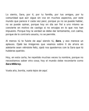 Angeline Moncayo Instagram - Ｕｎａ ｃａｒｔａ ｐａｒａ ｔｉ， 
ｓａｒａ ♾️
🌷Desde hace mucho tiempo expreso mis sentimientos en diferentes situaciones a través de cartas. Hoy al escribir sobre un tema tan presente y sensible, agradezco que se reconozca el daño tan grande que se le ha hecho a Sara, un ser humano que ya no está con nosotros. Cualquier mensaje cargado de discriminación les agradecería que lo guardaran para ustedes. Gracias.