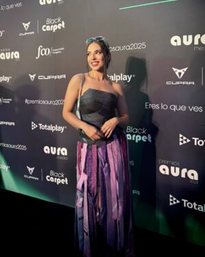 Arantza Ruiz Instagram - Les deseo un vestido hecho por corbatas 💜 
¡Gracias @pinedacovalin por el vestido tan bello!
@aura_series @zumatalent_