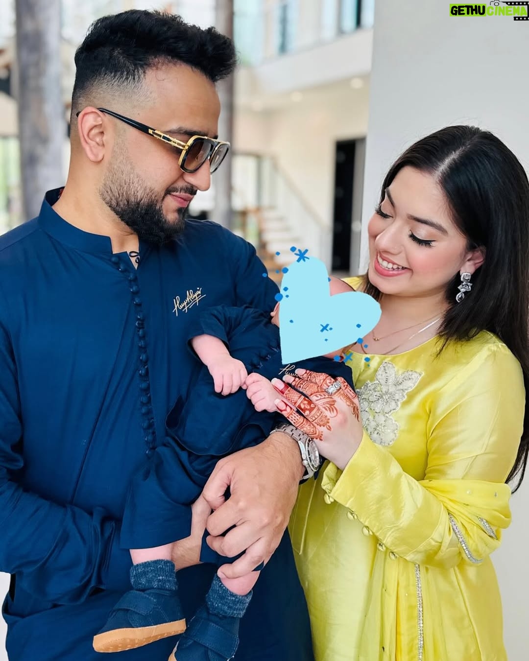 Arisha Razi - 133.9K Likes - Our little one’s first Eid.✨
Wearing @itsforu_official 💛
#arisharazikhan #eidmubarak