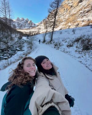 Aurora Ribero Instagram - Part 1 of the hike on the snowy snowy Mountain with the Fam🤍