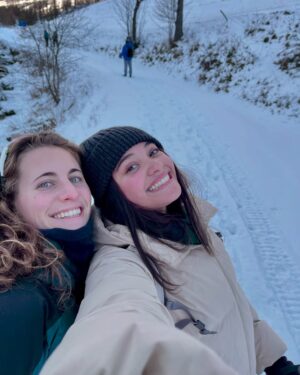 Aurora Ribero Instagram - Part 1 of the hike on the snowy snowy Mountain with the Fam🤍