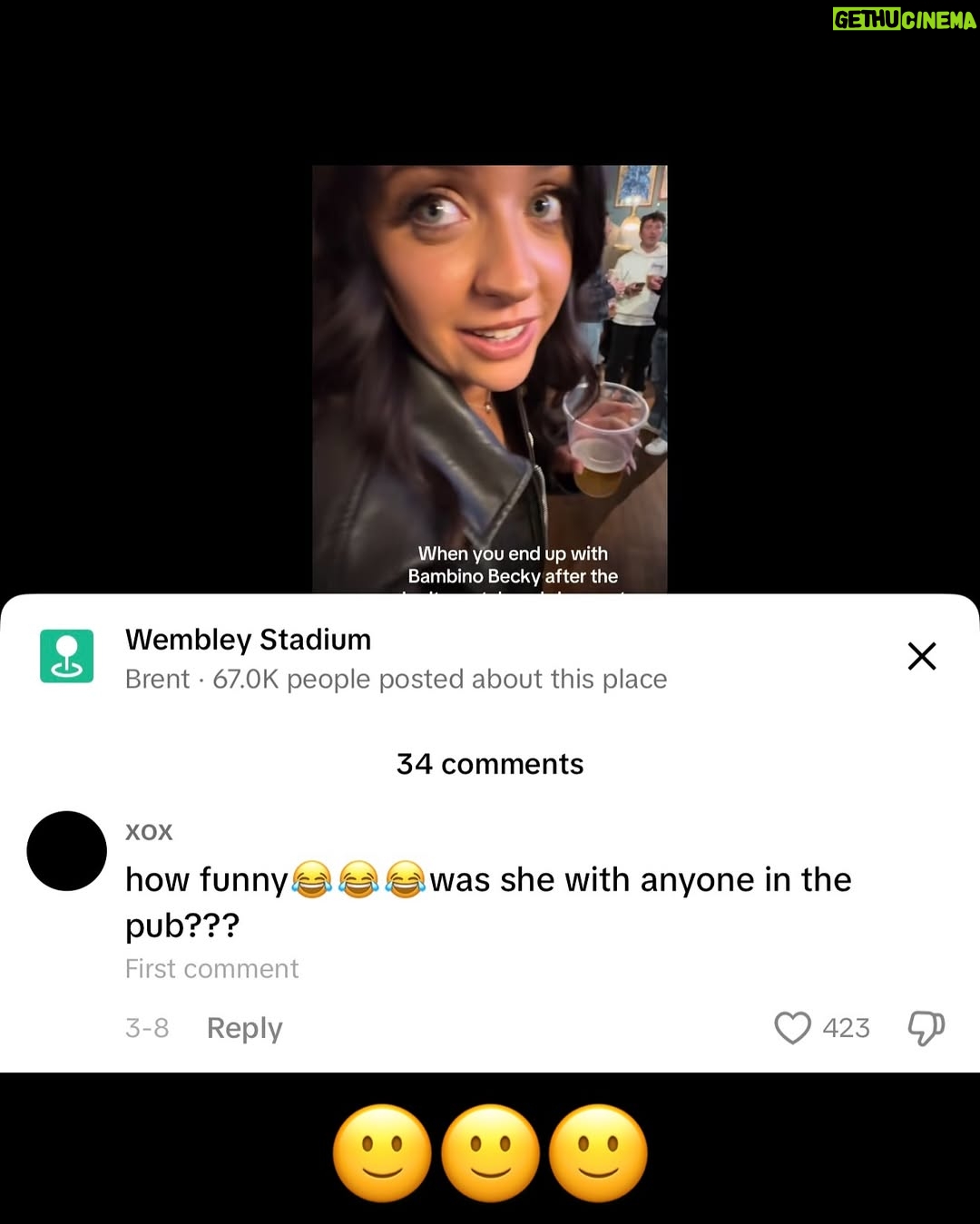 Becky James - 33.9K Likes - was she with anyone in the pub ??? 🙂