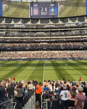 Camilla Belle Instagram - First professional women’s sports event at So-Fi and it was futebbboollllllll aka soccerrrrrrrr 🇧🇷🇺🇸⚽️👊