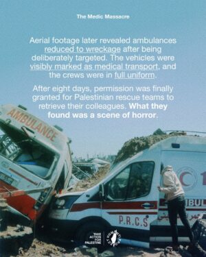 Carice van Houten Instagram - 🚨ISRAEL EXECUTES 15 MEDICS IN RAFAH 🚨

Fifteen Palestinian paramedics and rescue workers, including a United Nations employee, were executed by Israeli occupation forces in Rafah.

Aerial footage revealed ambulances reduced to wreckage after being deliberately targeted. The vehicles were visibly marked as medical transport, and the crews were in full uniform.

The medics had been executed at close range, some with their hands bound. Their bodies bore gunshot wounds to the head and chest, clear signs of deliberate killings. Their remains had been desecrated, stuffed into black bags, and buried in a mass grave.

This was not an accident. This was a war crime.

👉 EMAIL YOUR ELECTED OFFICIAL NOW! USE THE FREE TEMPLATE IN @humantiproject’s bio or visit HumantiProject.org 👈

——

Sources in slide 13