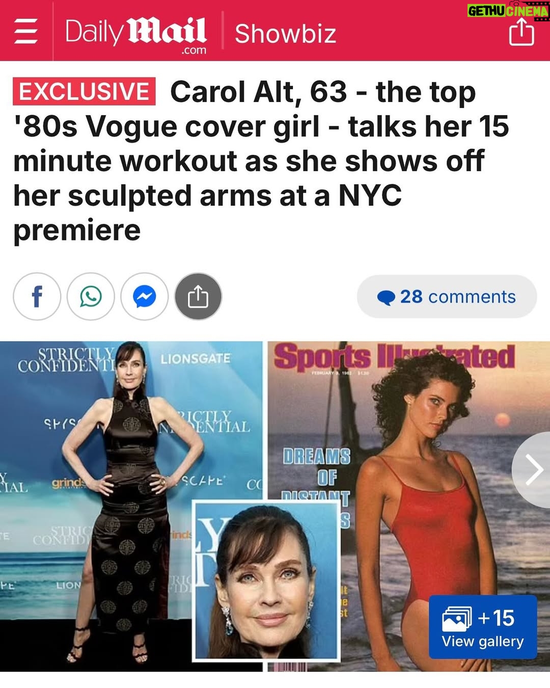 Carol Alt - 10.3K Likes - So humbled that the daily mail always has my back @dailymail
whether I’m walking a carpet for @officialpaperempire in Cannes or for the film festival in London or up in Martha’s Vineyard for @beyondthegazefilm
Or even when I happen to have nothing to say at all, which kind of very rarely happens, they always find something to write about!
They are women who support women and that’s another rarity
Thank you, Daily Mail, and a special thank you to the ladies of the Daily Mail and thank you Lisa 💋💋for this article!
@si_swimsuit
@lisaarcella