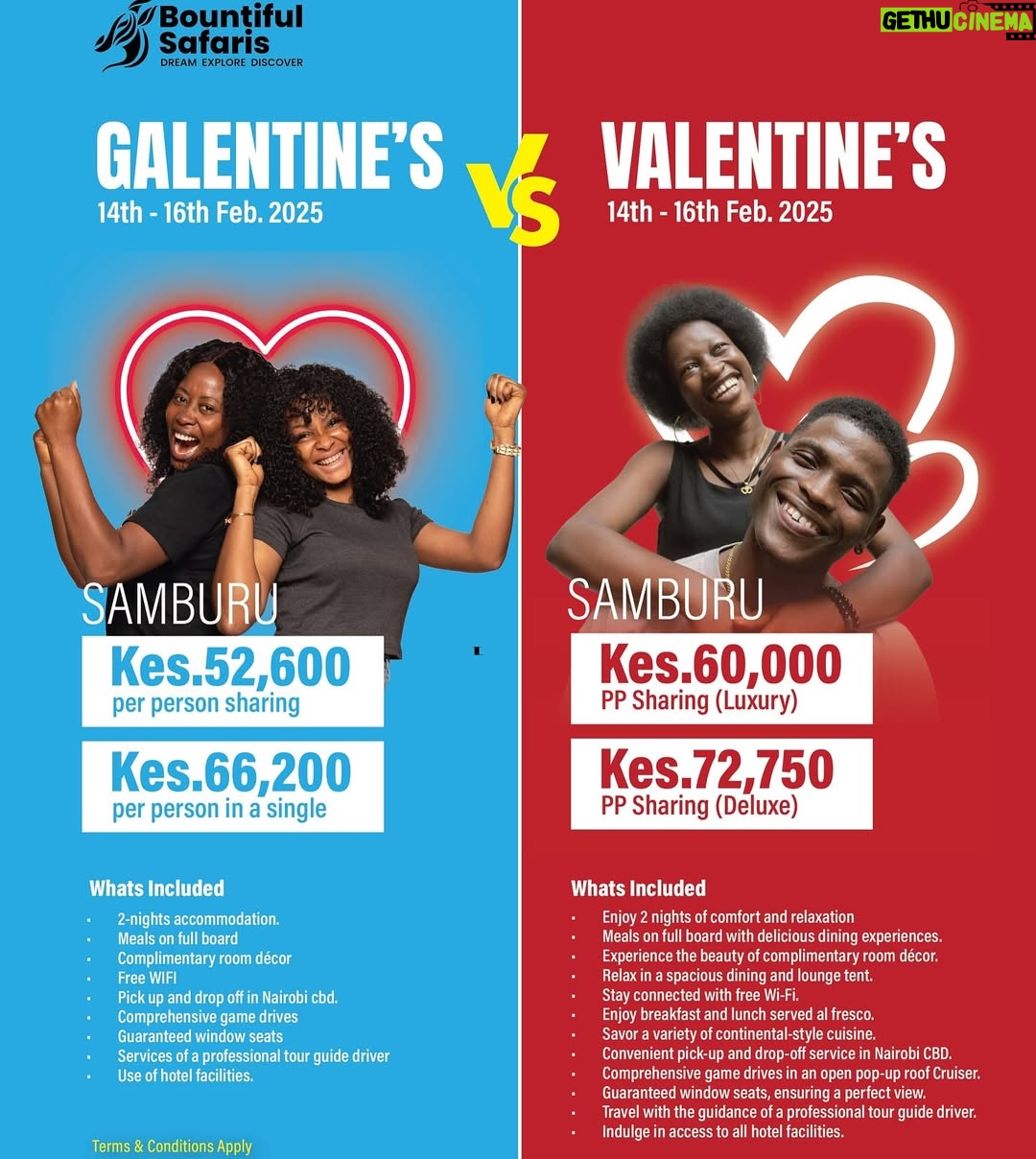 Catherine Kamau - 36.2K Likes - Manifested #Samburu @bountifulsafaris said we Gachu! šā¦. My girls tagged along so I guess itās our Galentines trip šš½ā¦. You deserve a memorable bountiful experience this valentines , @bountifulsafaris has curated a beautiful package for you & your loved ones . Book your samburu safari now šš¾
CALL āļø OR WHATSAPP 0724840482 TO BOOK YOUR TRIP .
#BountifulTimelessMemories
#IAMABOUNTIFULRAFIKI
@idah_alisha @queengathoni ā¤ļø