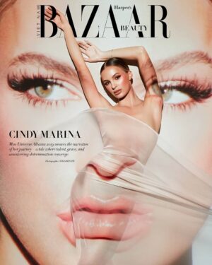 Cindy Marina Instagram - Harper’s Bazaar Cover!!! Being featured on a big international cover like @bazaarvietnam and being able to share my story has been a childhood dream of mine and for it to come true and to be able to shoot this special cover with one of the most iconic photographers @nimabenati is beyond my wildest dreams 🩷

I had admired Nima from afar for so long and always loved her work and her creative vision and hoped I would have the chance to shoot with her one day. When we began discussing about the looks and vibe of the shoot, she told me about this incredible and never before done idea that she had created to project a photo of my face onto my body and proposed we try it for the cover! Immediately I loved the idea this incredible image is the result of her creative genius. All the photos, but especially this cover shot exceeded all of my expectations! Her professionalism, creativity, and kind demeanor on set made the day and this shoot an unforgettable one for me! Thank you Nimaaa, your mind is next level 🤍💥
•
Thank you to my bestie @henrigjata_mua for always being with me in every project and making me feel so beautiful with your exceptional talent! I don’t know what I would do without you ❤️
•
A big thank you to @ari_the_brand for designing working on all of the custom looks for this shoot, creating a different and unique vibe for each look! You are the best!! 
•
Thank you @sezerhairstyle for always being a part of my big events and projects and for making sure I always look and feel my best! 

Editor-in-chief: @trannguyenthienhuong 
Photography: Nima Benati @nimabenati
Makeup: Henri Gjata @henrigjata_mua
Hair: @sezerhairstyle
Outfits and styling: @ari_the_brand
Digital: @massimofusardi
Lighting assistant: @patrickinvernici 

#harpersbazaar #cindymarina #cover #covergirl #coverstory #harpersbazaarvietnam