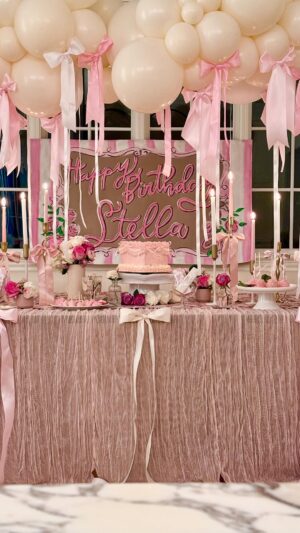 Clea Shearer Instagram - Pretty In Pink for Stella’s 14th! 🌸 Comment “BIRTHDAY” for a link to all the cute birthday decor we used for Stella’s party 💝 

Creative: @shainaburrell 
Cake: @biscuitsandbaklava
