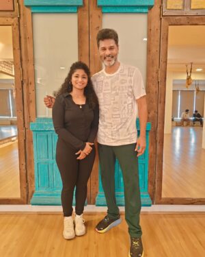 Cynthia Vinolin Instagram - Our Dancing Legend 🔥✨
PrabhuDeva master 🤩🤩🤩 @prabhudevaofficial

Humble and Charming🥰 
(This will never fade away from him) 
Extremely grateful for this precious moment and also the valuable conversation we had, that meant like a lot to me 😇🤩

Grateful to my Icon @iamsandy_off master to have blessed me with this moment.😍🥹

#cynthiavinolin #love #positivity #peace #happiness #chennai #dancewithcynthia