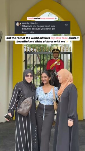 Dharshini Sambathkumar Instagram - They called me beautiful and admired my skin tone 🤍 On my first international trip, I truly felt like the main character seen, appreciated, and celebrated. Every skin tone is unique and beautiful in its own way. Stop commenting hurtful things and let’s uplift each other with kindness and love, because everyone deserves to feel special ✨ 
.
Travel partner: @dimaaktours 
.
#confidence #skin