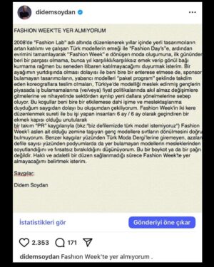 Didem Soydan Instagram - Onurlu bir yaşam için BOYKOT .
