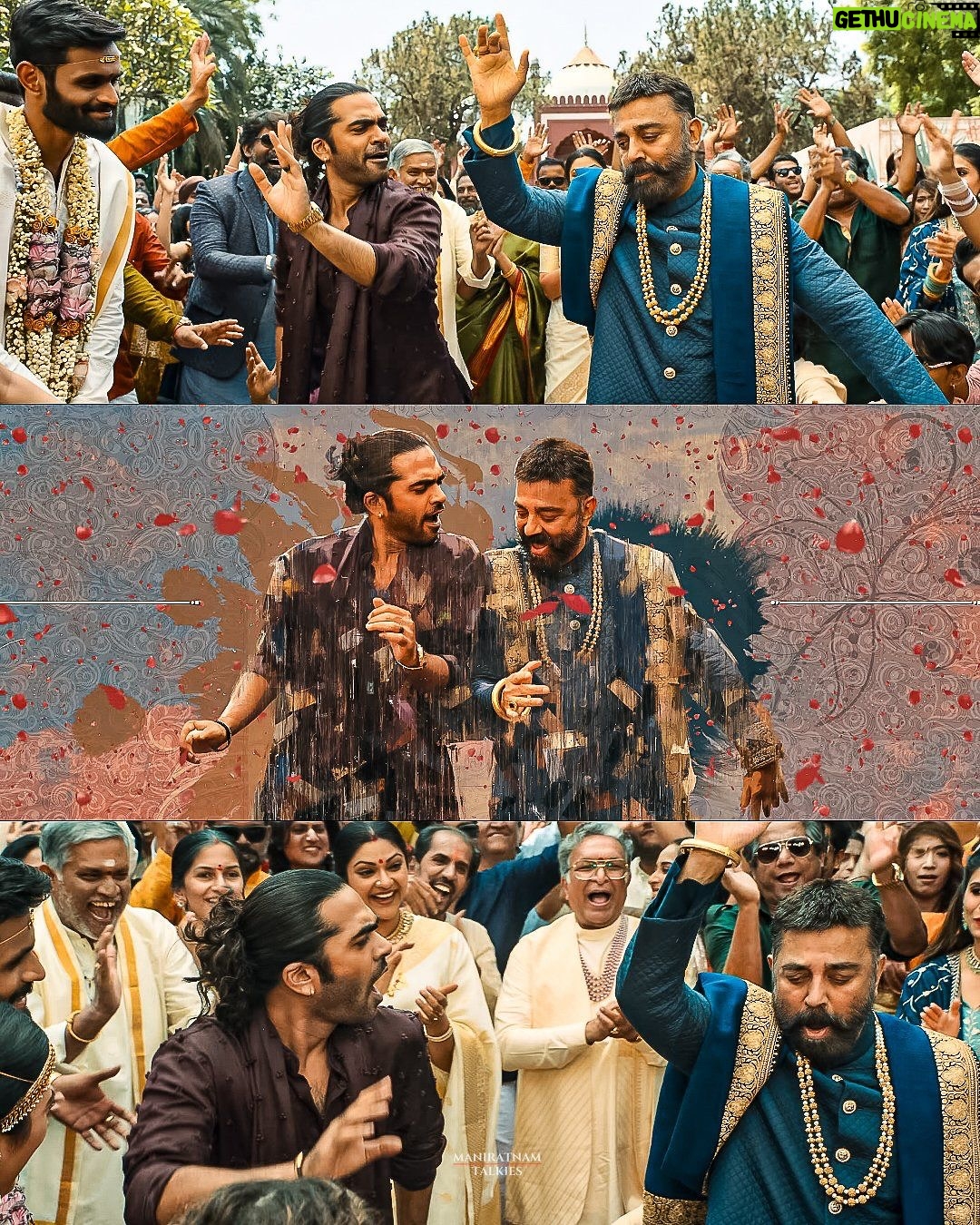 Eka Lakhani - 12.8K Likes - Being on Mani Sir’s set has always felt like being home.
Song shoots with Sir have always been special and this one very very special because of our ensemble cast! Remember the butterflies in my tummy before we shot #Jinguchaa. My first time with @iamkrutimahesh, first ones are always special! ♥️
Costume Designer @ekalakhani
Secondary Costume Designer @malinikarthikeyan
Ace Costume Team:
@harshene.ravichandar @nandini._.khetan @mystica_here @nupur_p @aj_aditi_ @about.isha @harshi_shah10 @isha_bhatye
Costumes for Kamal sir: @amritha.ram
@madrastalkies @rkfioffl
Our first single from #ThugLife is out now
#Thugsweddinganthem
Outfit credits for #Jinguchaa
@trishakrishnan - @raw_mango @kishandasjewellery
@silambarasantrofficial - @kunalrawalofficial
@ikamalhaasan - @sabyasachiofficial styled by @amritha.ram. Thank you @manav_angelo_kashyap
@sanyamalhotra_ - @jigarmaliofficial @kishandasjewellery
@abhiramiact - @zaribanaras @kishandasjewellery
@sanjkayy - @nallisilksarees @kishandasjewellery
@adithya_krishnan_r - @nallisilksarees dhoti, custom shirt
@jojugeorgeactorofficial - @shaktitripathi
Hope you enjoy the song as much as we did making it! ♥️
