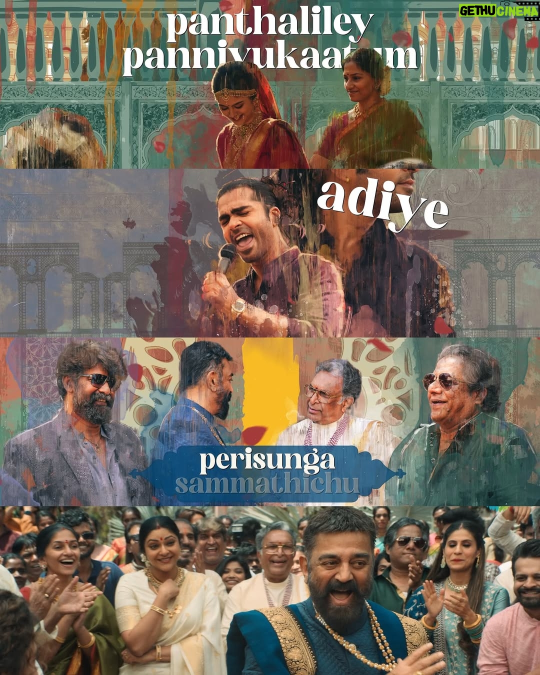 Eka Lakhani - 12.8K Likes - Being on Mani Sir’s set has always felt like being home.
Song shoots with Sir have always been special and this one very very special because of our ensemble cast! Remember the butterflies in my tummy before we shot #Jinguchaa. My first time with @iamkrutimahesh, first ones are always special! ♥️
Costume Designer @ekalakhani
Secondary Costume Designer @malinikarthikeyan
Ace Costume Team:
@harshene.ravichandar @nandini._.khetan @mystica_here @nupur_p @aj_aditi_ @about.isha @harshi_shah10 @isha_bhatye
Costumes for Kamal sir: @amritha.ram
@madrastalkies @rkfioffl
Our first single from #ThugLife is out now
#Thugsweddinganthem
Outfit credits for #Jinguchaa
@trishakrishnan - @raw_mango @kishandasjewellery
@silambarasantrofficial - @kunalrawalofficial
@ikamalhaasan - @sabyasachiofficial styled by @amritha.ram. Thank you @manav_angelo_kashyap
@sanyamalhotra_ - @jigarmaliofficial @kishandasjewellery
@abhiramiact - @zaribanaras @kishandasjewellery
@sanjkayy - @nallisilksarees @kishandasjewellery
@adithya_krishnan_r - @nallisilksarees dhoti, custom shirt
@jojugeorgeactorofficial - @shaktitripathi
Hope you enjoy the song as much as we did making it! ♥️