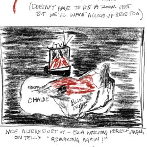 Ella Hunt Instagram - directed a music video and cracked my life open like a nut doing it ❤️‍🔥

beautiful stills photography by earth angel genius @emjbhe 
storyboards drawn by me creative direction by the one and only @bellamybrewster 

Producers: @camilagrimaldi_ & Nicole Lynn Cohen
EP & cherub: @arielle_friedman_ 
Production Company: @sernocturna 
DP: @michael.moreorless 
Gaffer: @peter.garajszki 
Production Designer: @jaclyn_goldstein 
Art Director: @blair.taller 
Leadperson: @abbey.harris84 
Movement Director: @greisen3 
Key Hair: @michaellagarfinkel_hair 
Key Makeup: @sashaborax 
Intimacy PA: @monicasanborn 
Driver: @mattwoodgrams 
Editor: @kypicture 
Colorist: @zakchalmers 
VFX: @hunter.kaufman 
Titles: @anastasiakaras