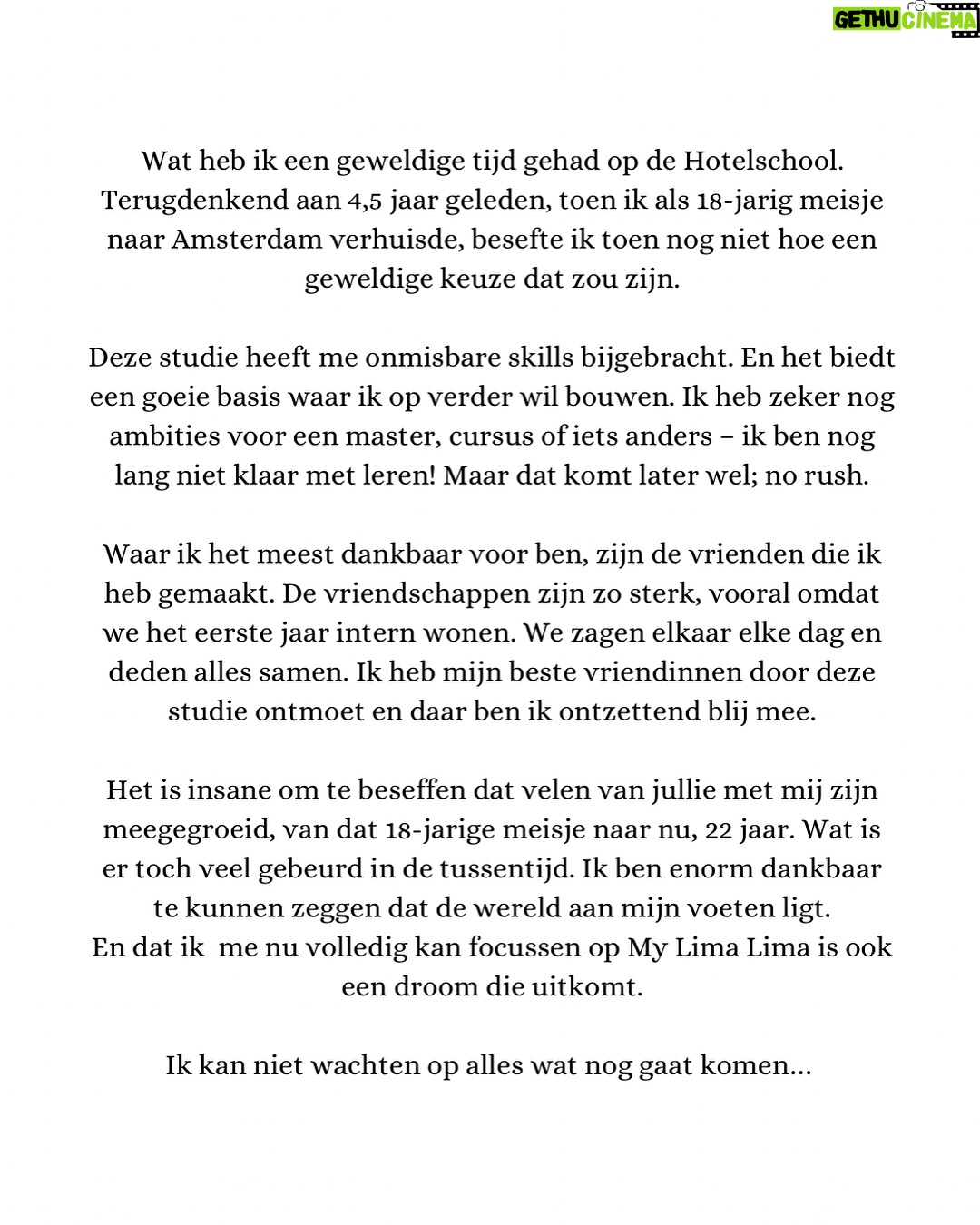 Eloise van Oranje - 55.5K Likes - SHE JUST GRADUATED 🥂🤍🥂🤍🥂🤍
ik ben onwijs blij om te delen dat ik geslaagd ben van Hotelschool The Hague! met een cijfer van 8,2 is dit hoofdstuk afgerond. op het moment dat ik dit schrijf besef ik me pas - ik ben gewoon klaar!! het voelt bijna surrealistisch om te zeggen (3e foto een kleine reflectie).
ik ben heel happy, en super leuk dat ik jullie zo kan meenemen in al mijn avonturen.