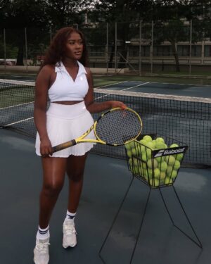 Fella Makafui Instagram - Found me a new hobby 😊 🎾 

Who else loves tennis? 

Outfit: @symmetrygears
