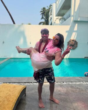 Geetashree Roy Instagram - Our first Holi together..
Happy Holi…❤️🧿❤️