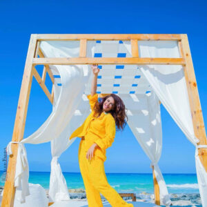 Ghada Adel Instagram - Zahrat _khaleej ⭐Ghada_Adel 
Outfit : @maison69store 
Styling: Abier Ansary 
make up & hair styling: Ashour 
a special thanx to Mody & Yasser_abuIsmail  for the 
location #Martin’s Beach club Ghazala  North Coast #khaledfadda