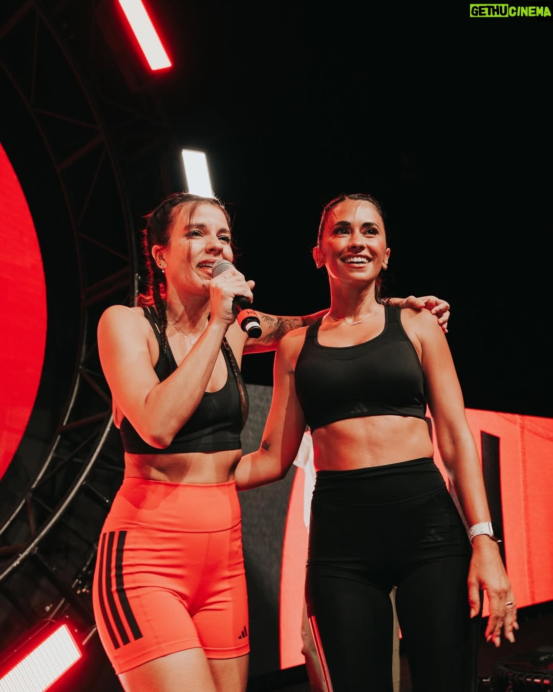Gimena Accardi - 332.5K Likes - gracias @adidas y @antonelaroccuzzo por elegirme para ser la Host de este evento taaan importante en Miami! wow! salió hermoso y la pasamos bárbaro! full energía femenina! 💗🌹💪🏽 (la próxima hago la clase entera, anto! jaja te quiero) #AdidasOptime